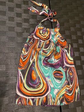 The Limited Teal, Orange & Purple Swirl Halter